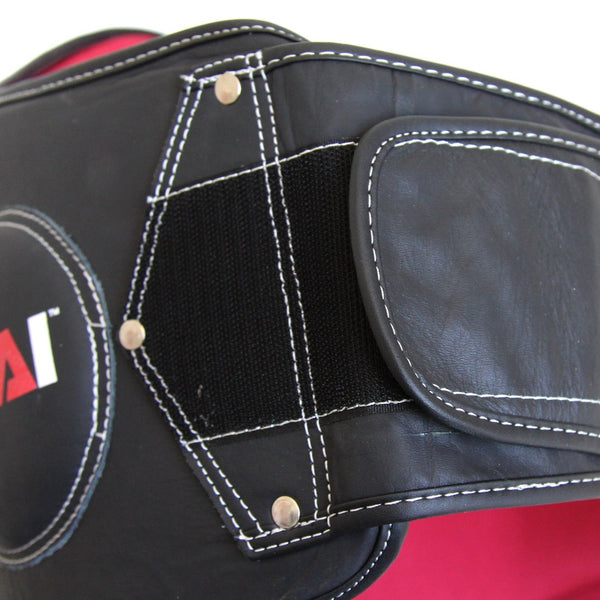 Elite85 Muay Thai Belly Pad Close up of Velcro