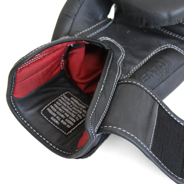 SMAI Black Elite85 Boxing Gloves (pair) Cuff Red Inside strap odd