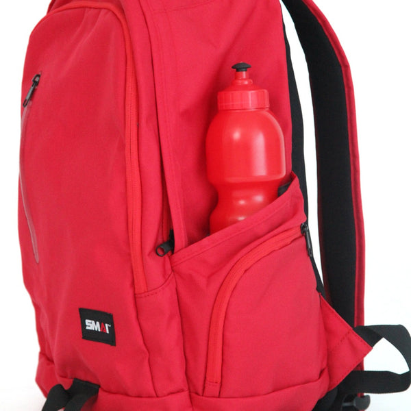 Classic Red SMAI Backpack water bottle pocket