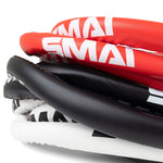 Close up of 5-metre tightly coiled red, black and white boxing ropes 2