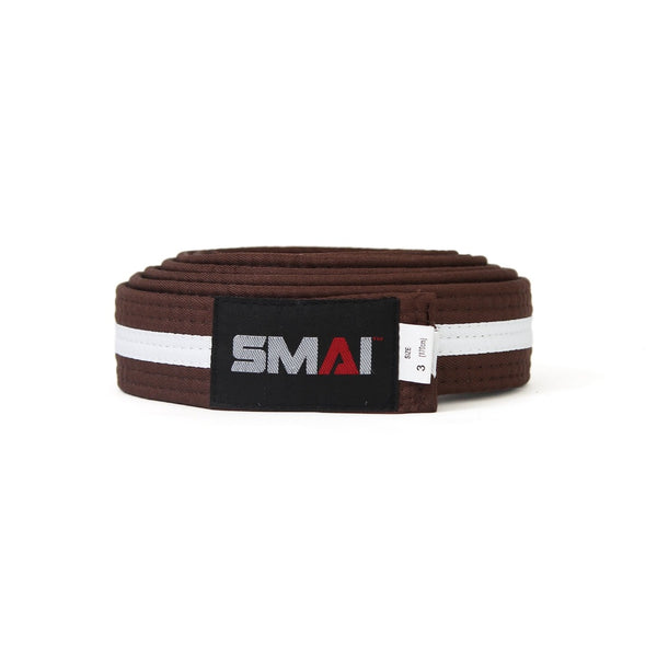 Martial Arts Belt - White Stripe Brown