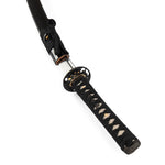 Wakazashi - High Carbon Black Handle close up