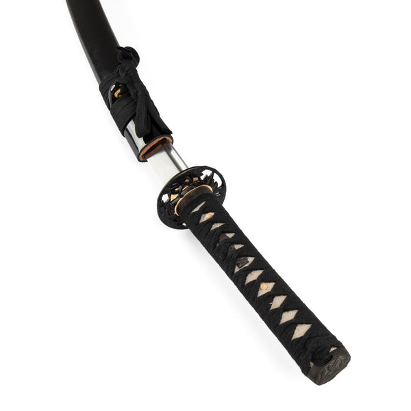 Wakazashi - High Carbon Black Handle close up