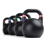 Competition Steel Kettlebell Black in a row