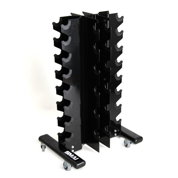 Rubber Hex Dumbbell Set 1-20kg (Pair) with Storage Rack unstacked