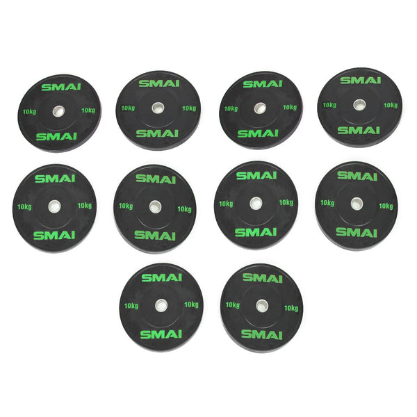 HD Bumper Plates Set - 5 pairs of 10kg (100kg)