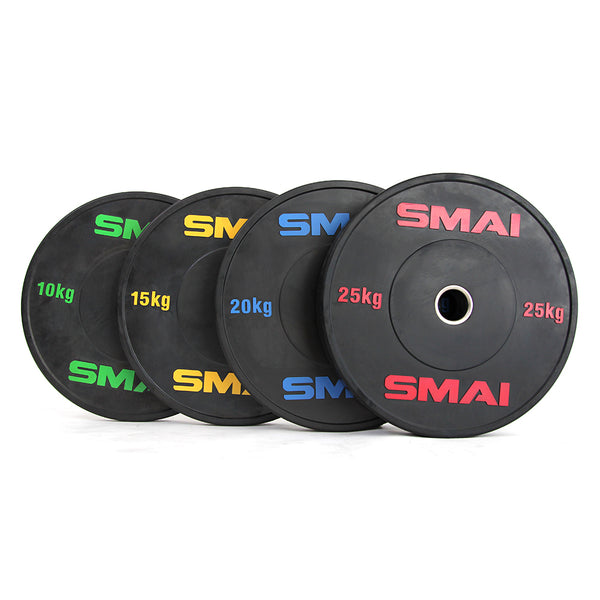 HD Bumper Plates Set - 140kg Mixed Front View