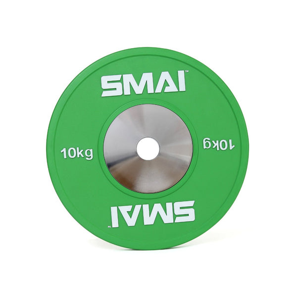 Green Competition Bumper Plate 10kg Front View