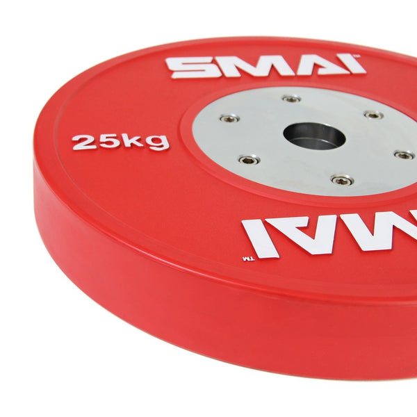 Detail 25kg Competition Bumper Plates Weightlifting Olympic Red  SMAI