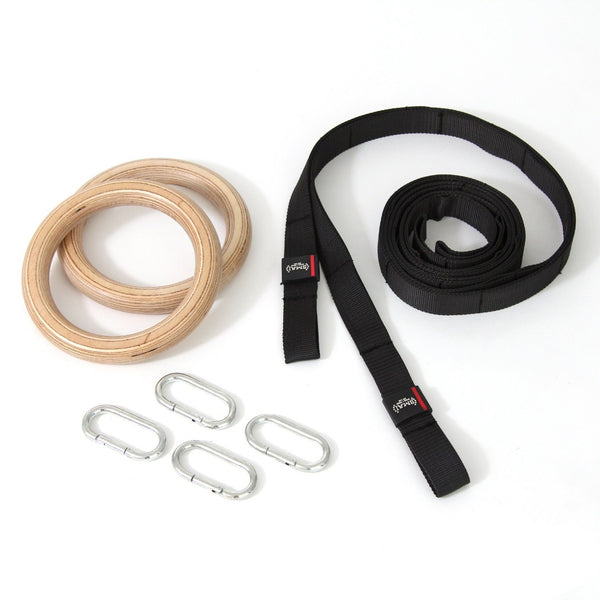 Wooden Gym Rings - Easy Straps Laid Out