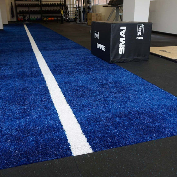 Blue Double Sled Turf Track - 2.4 x 23m in gym