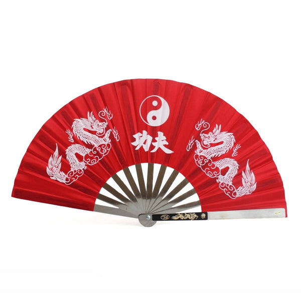 Tai Chi Fan - Steel Red Ying Yang