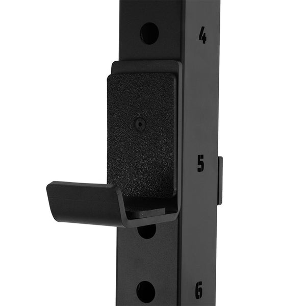 Squat Rack with Accessories front view J hook