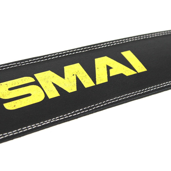 Weight Lifting Belt - Padded Close up of SMAI Logo