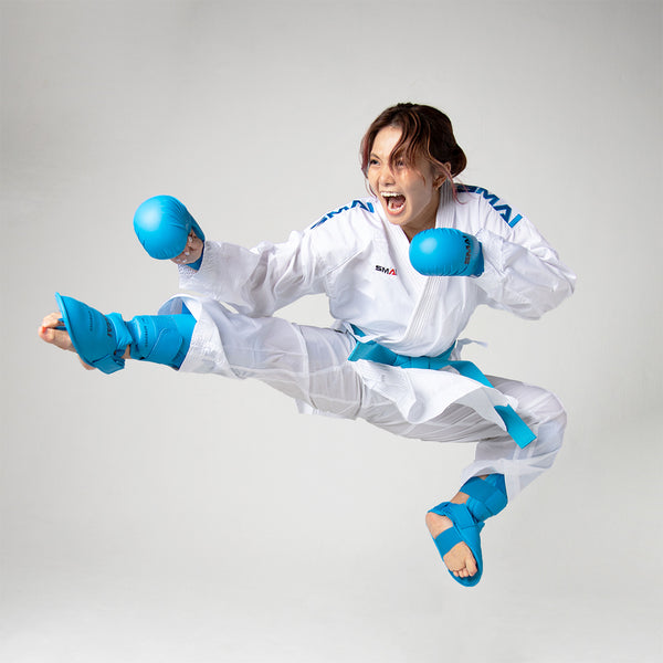 Junna Tsukii wearing SMAI WKF Karate Uniform - 6oz Premium Kumite Gi - Inazuma 2