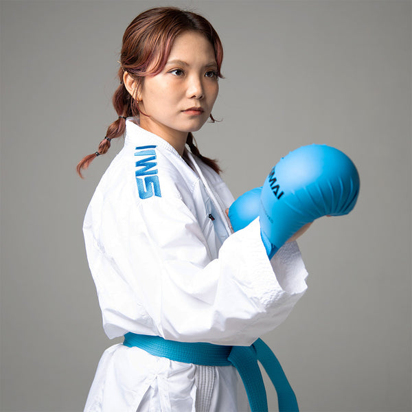 Junna Tsukii wearing SMAI WKF Karate Uniform - 6oz Premium Kumite Gi - Inazuma 3