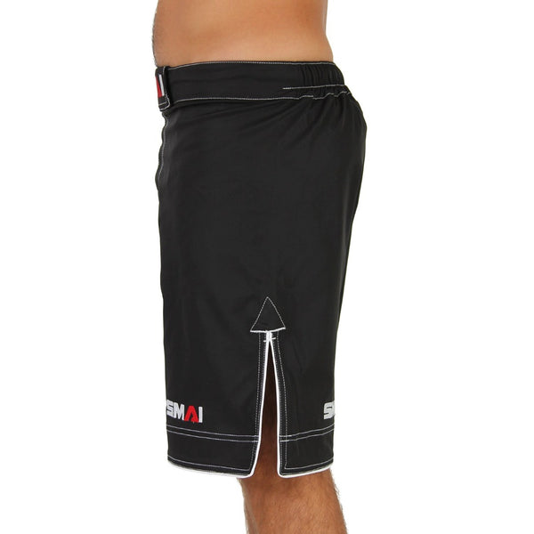 MMA Shorts - Black Side View On Man