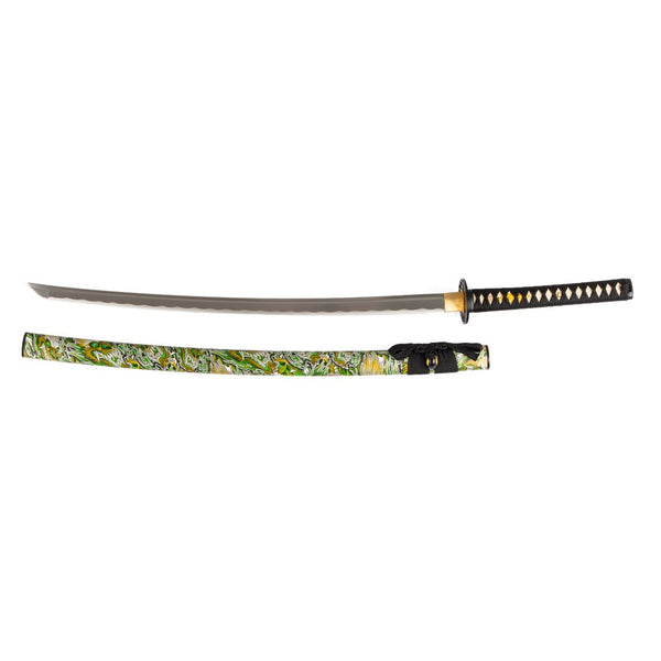 Katana - Medium Carbon Emerald Dragon Unsheathed Sword
