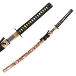 Katana - Medium Carbon Sakura Dragon Flat Lay