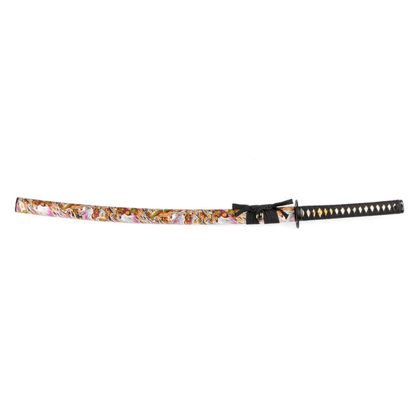 Katana - Medium Carbon Sakura Dragon Flat Lay of Sword