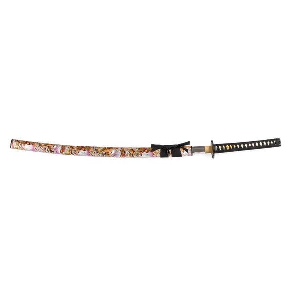 Katana - Medium Carbon Sakura Dragon Flat Lay of Sword 2