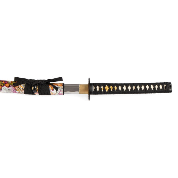 Katana - Medium Carbon Sakura Dragon Close up of Handle  3