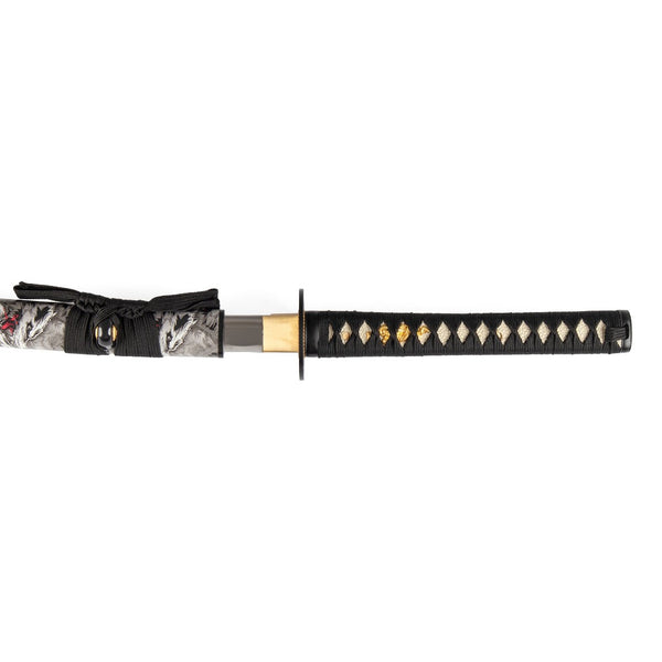 Katana - Medium Carbon Black Wolf Close up of handle 2