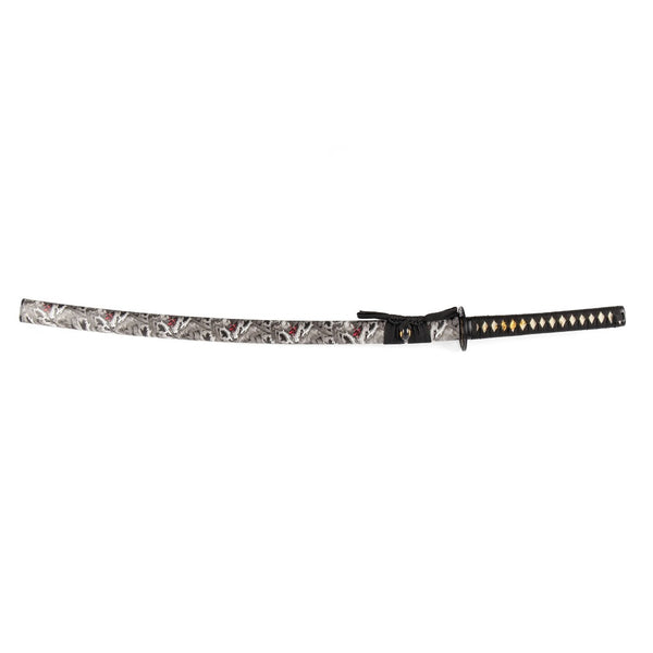 Katana - Medium Carbon Black Wolf Flay Lay of Sword 2