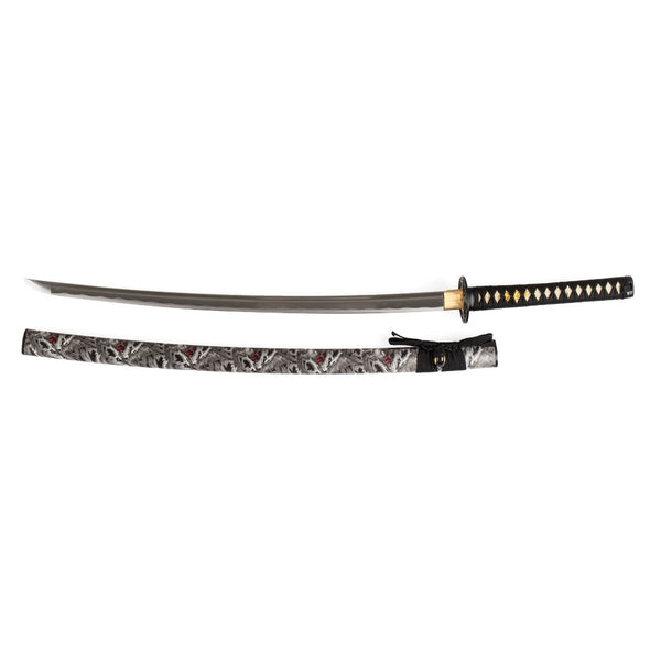 Katana - Medium Carbon Black Wolf Unsheathed sword
