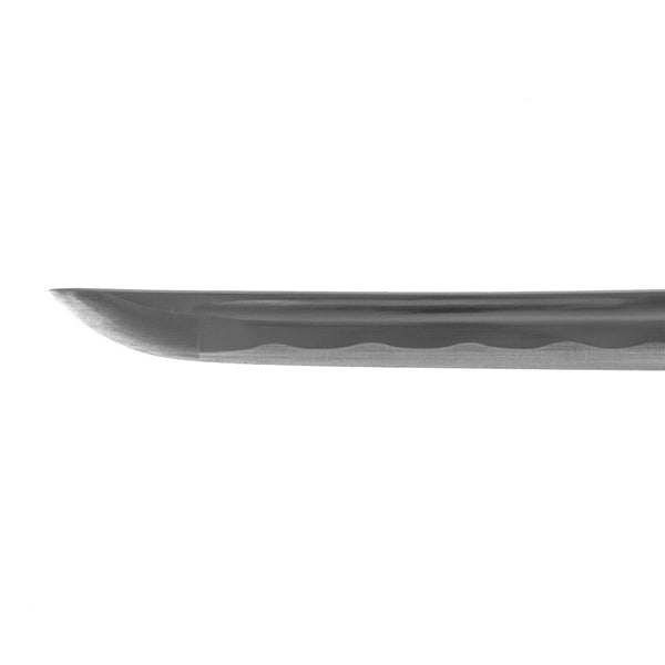 Katana - Medium Carbon Black Wolf Close up of Tip of sword