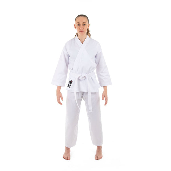 Classic Karate Uniform - 8oz Student Gi White front view