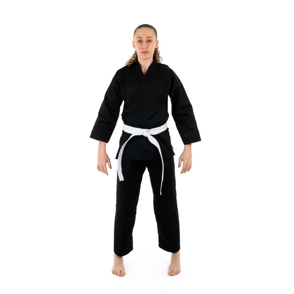 Karate Uniform - 8oz Student Gi (Black) Front View