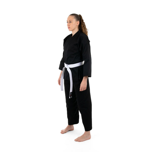 Karate Uniform - 8oz Student Gi (Black) Side/Front 2