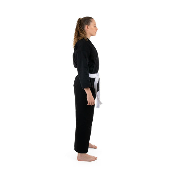 Karate Uniform - 8oz Student Gi (Black) Side View