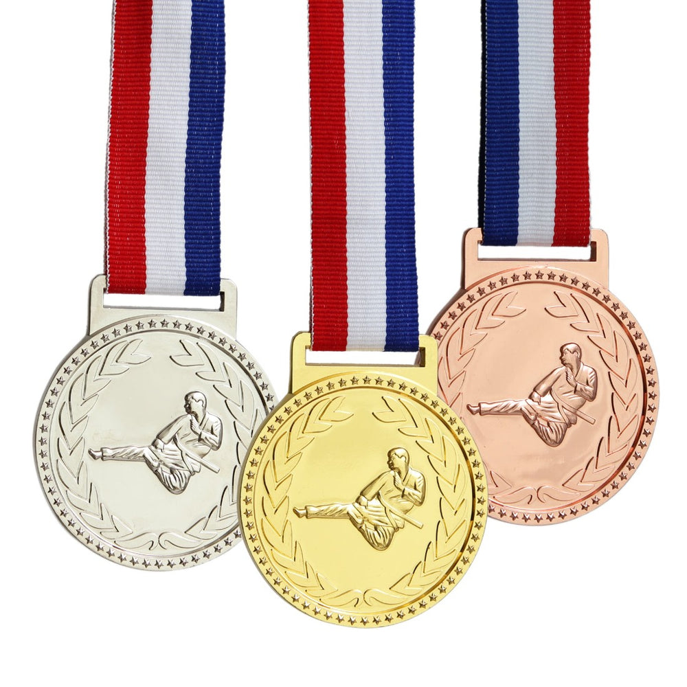 Martial Arts Medal Set Gold, Silver, Bronze
