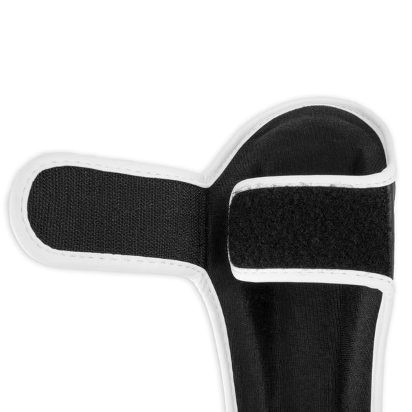 Close up of Velcro on the Essentials Muay Thai Shin Guards - Kids (pair)