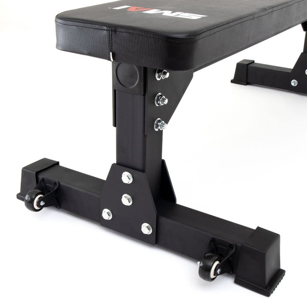 Heavy Duty Flat Bench - Long Photo of feet and wheels 2