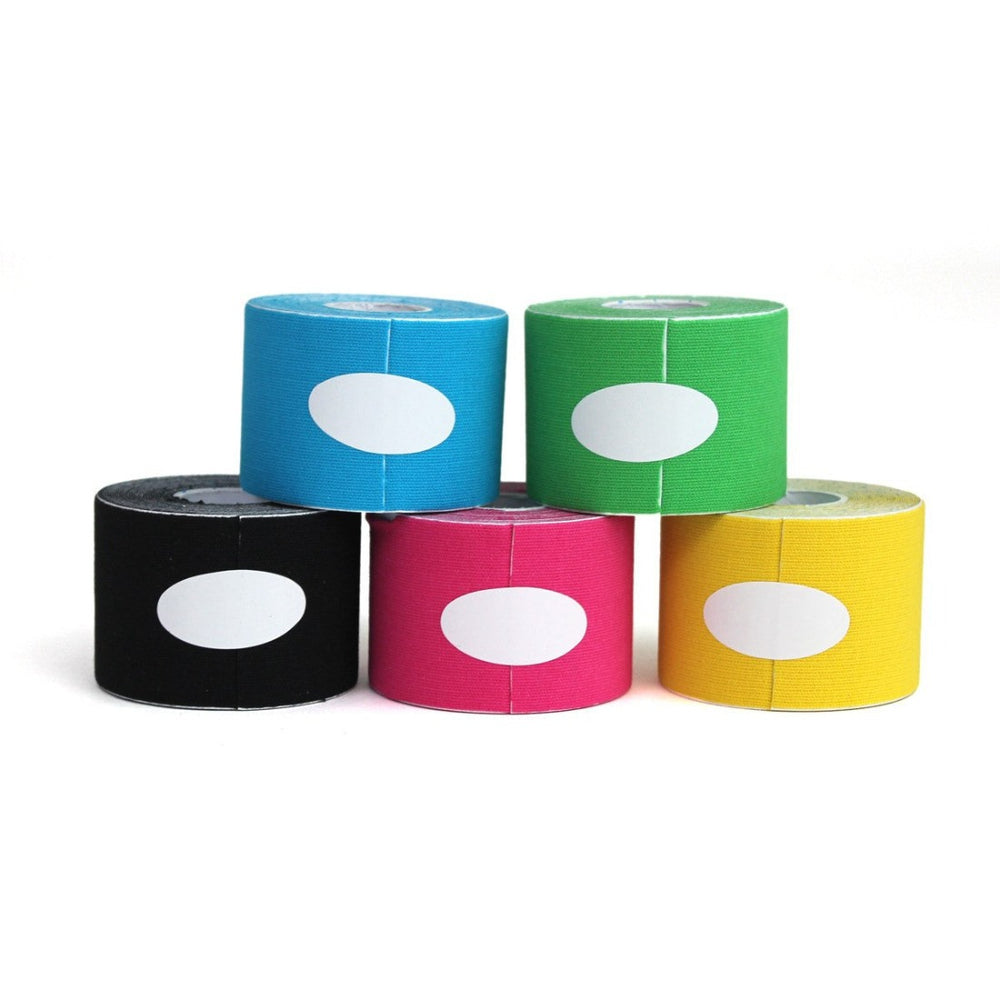 Muscle Tape Blue, Green, Black, Pink and Yellow Stacked
