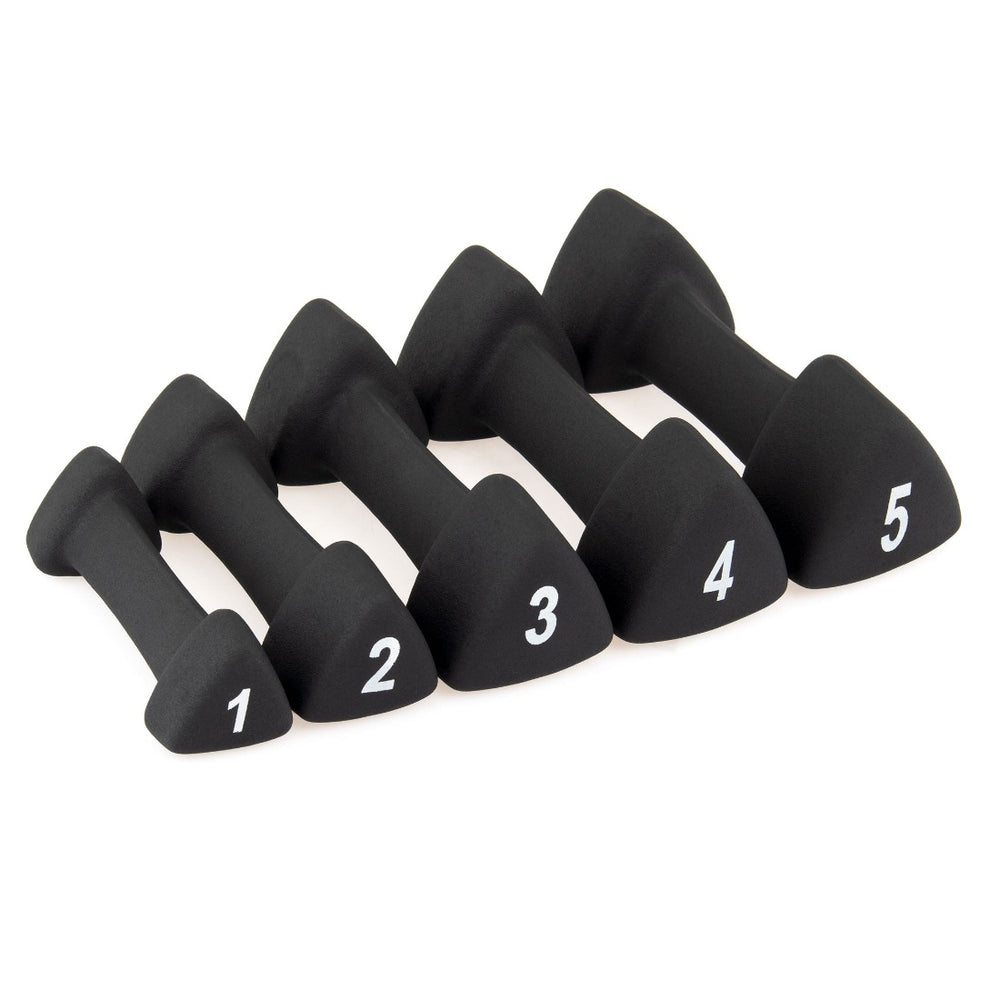 Dumbbell Black Triangular Head Neoprene 1kg-5kg Set (pairs)