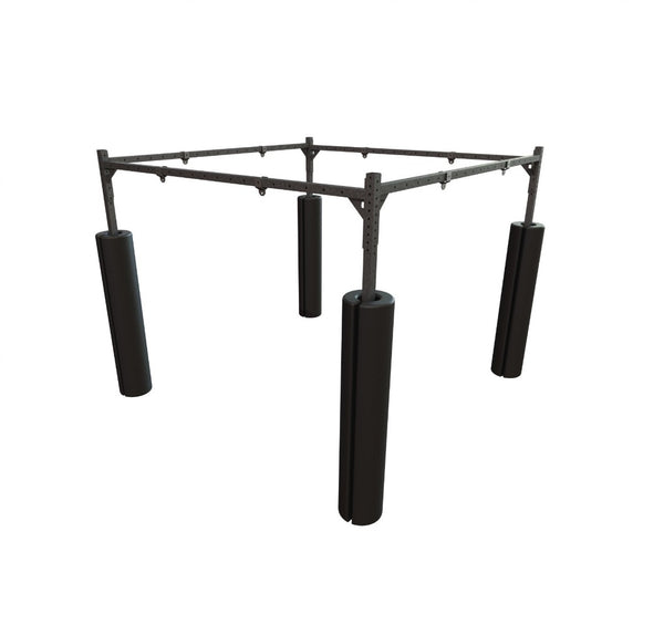 8 Station Boxing Bag Rack Pack top view with foam pole protectors