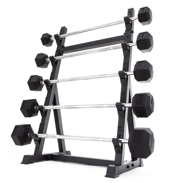 SMAI Fixed Barbell Set & Rack - Rubber Hex