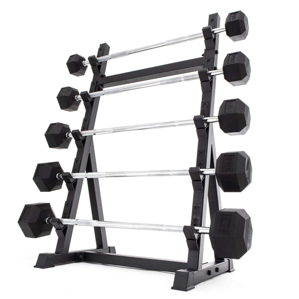 UBX Boxing + Strength Fixed Barbell Set & Rack - Rubber Hex