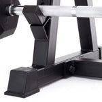 Fixed Barbell Set & Rack - Rubber Hex Close up of rack feet