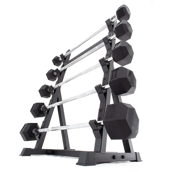 UBX Boxing + Strength Fixed Barbell Set & Rack - Rubber Hex 4
