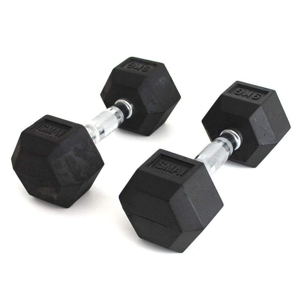 Rubber Hex Dumbbells Classic - Set 2-20kg Pairs