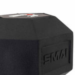 Rubber Hex Dumbbells - Apex (Pair) Close up of SMAI Logo and Texture