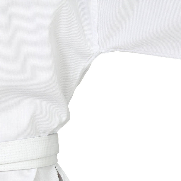 TKD Uniform Classic - 8oz Ribbed Student Dobok (White V-Neck) close up of stitching