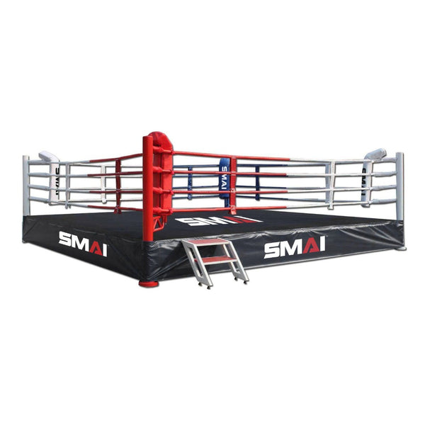 6m boxing ring with red, black and white corners side