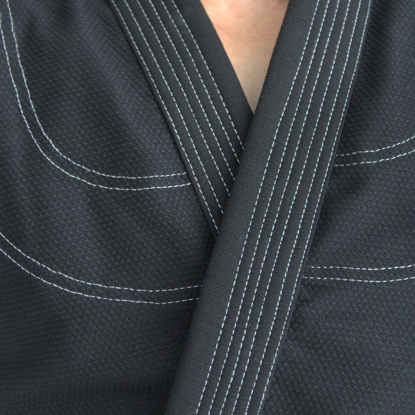 Supreme Brazilian Jiu Jitsu Uniform - Black Close up of lappel stitching
