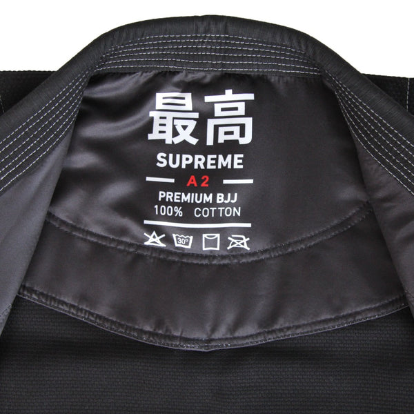 Supreme Brazilian Jiu Jitsu Uniform - Black Close up of inside sizing tag